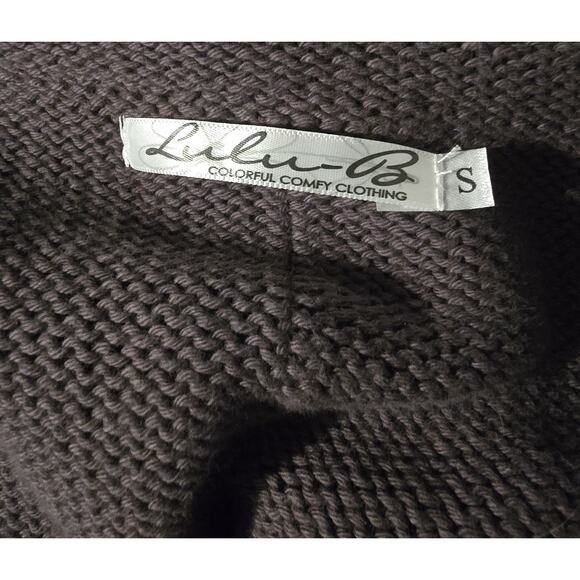 Lulu B Fringed Crochet Sweater Cardigan Women's Sparkle Buttons Boho Brown - Picture 6 of 10